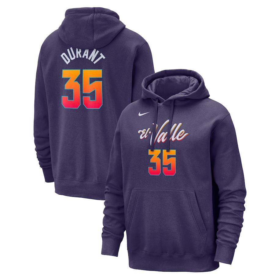 Men Phoenix Suns #35 Durant Purple Nike Season city version Sweatshirts 23-24 NBA Jersey